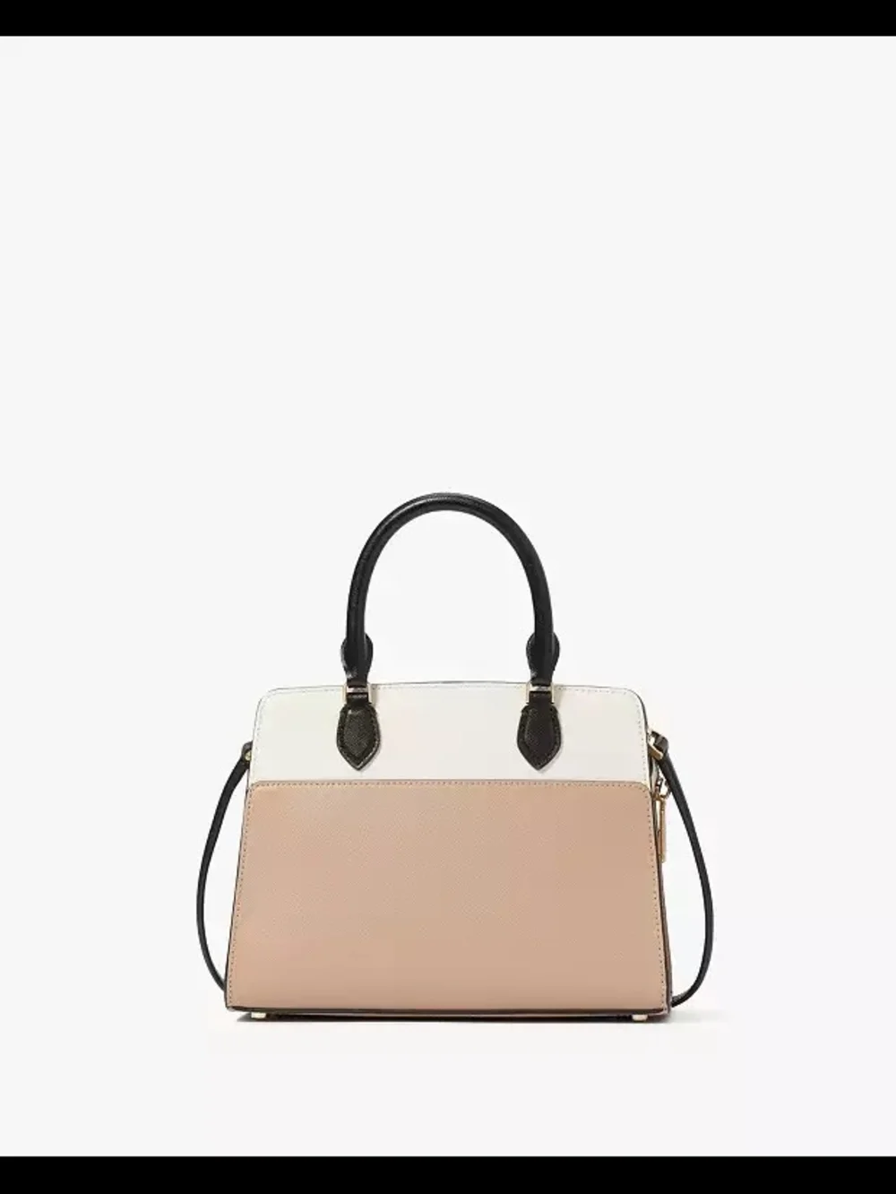 kate spade two-tone cream and beige satchel with black handles